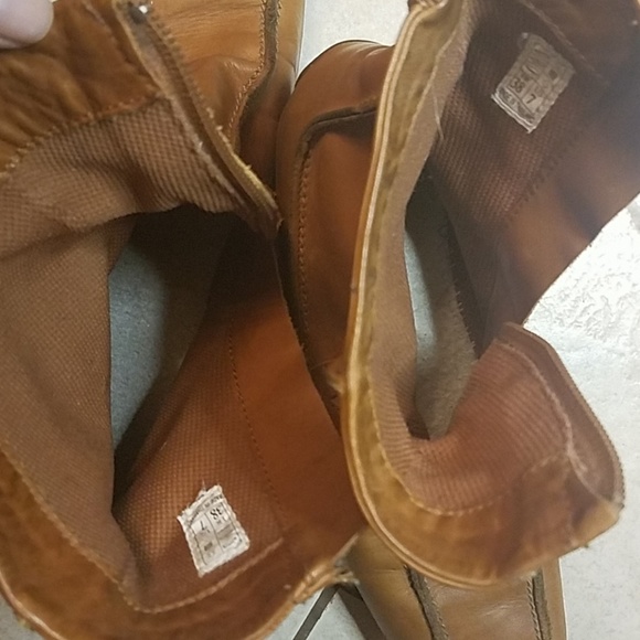 3/$25🔥Vtg 🚫 Caramel Leather Wrap Wedge Bootie - Picture 7 of 8